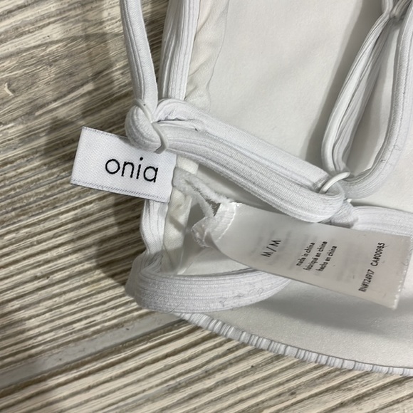 Onia Bikini Demi Top White Ribbed One Shoulder - Picture 4 of 7